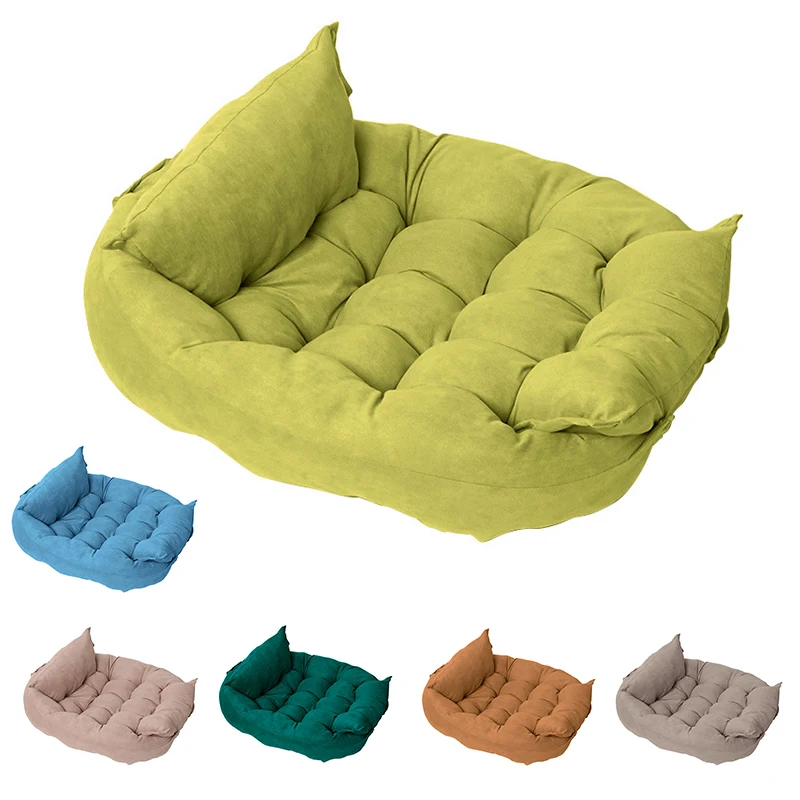 

Dog Cat Bed House Morandi Color Kitten Puppy Sleeping Basket Cozy Dog Beds Mats Soft Cushion Couch Suede Stylish Home Pet Bed