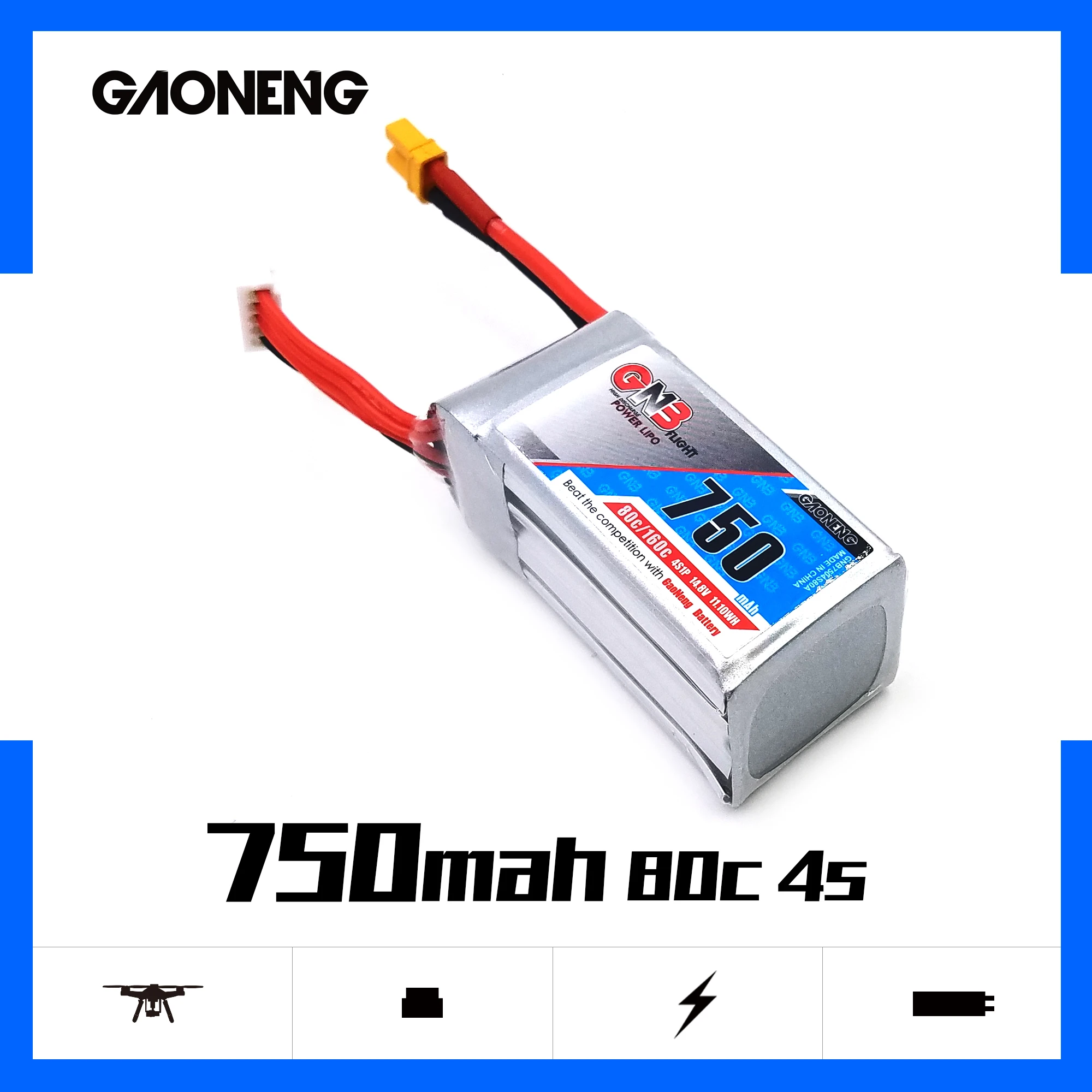 4 шт. Gaoneng GNB 14 8 в 750 мАч 80C 4S XT30 разъем литий полимерная батарея для