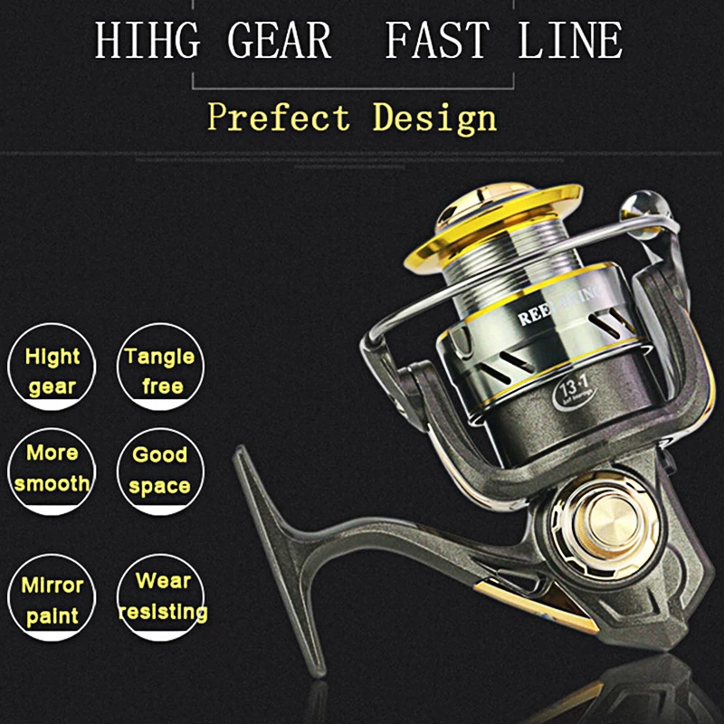 Спиннинговая Рыболовная катушка 6 3: 1 металлическая Высококачественная с высокой