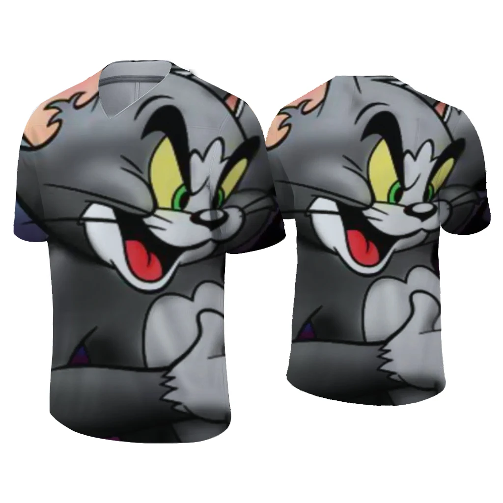 

New fashion v-neck male hip-hop cartoon T-shirts summer casual fashion short-sleeved T-shirt large boys and girls favorite top