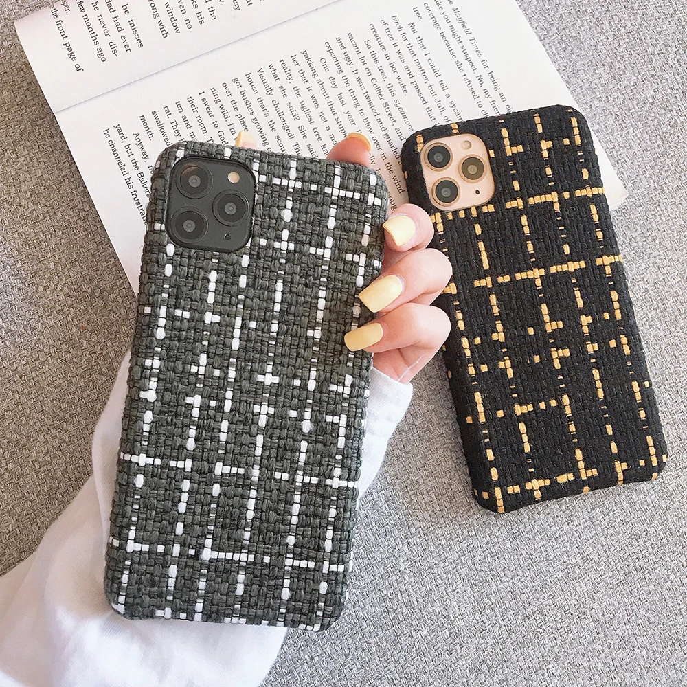 Модный клетчатый Плетеный чехол для телефона iphone 11pro max x xr xs 6 6s 7P 8 plus задняя