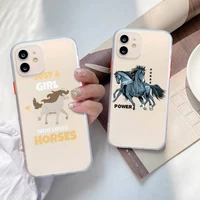 cartoon beautiful horses phone case for iphone x xr xs 7 8 plus 11 12 13 pro max 13mini translucent matte shockproof case