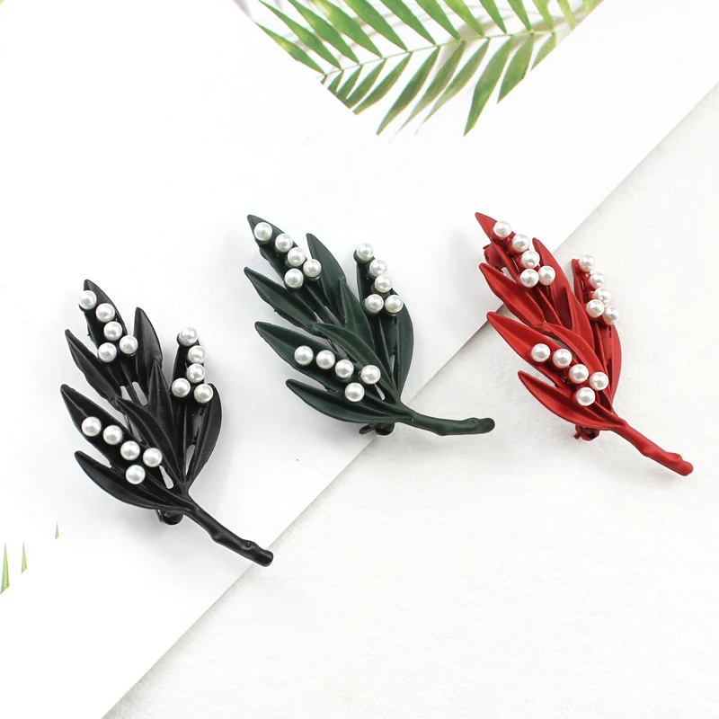 Botany 3 цвета ветки листья инкрустация круглые Броши с искусственным жемчугом для