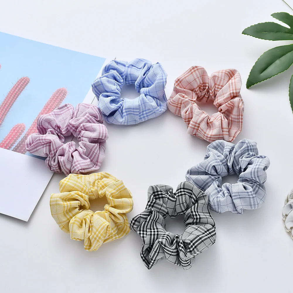 

New Classic Plaid Scrunchies Stretchy Scrunchie Women Elastic Hair Bands Girls Rubber Hair Ties Ponytail Holder Hair Accessoires