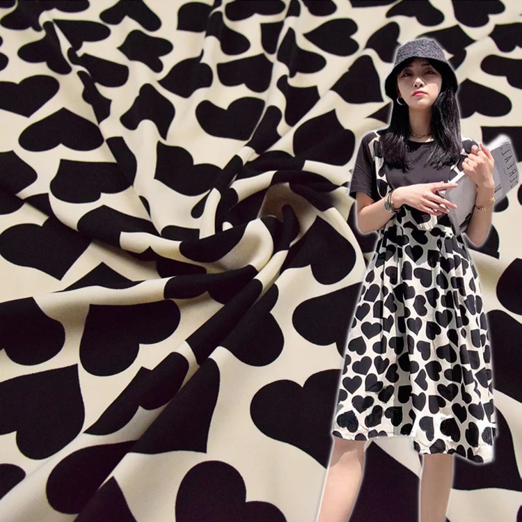 

Однотонная атласная шифоновая ткань с принтом в виде сердца, 50*150 см