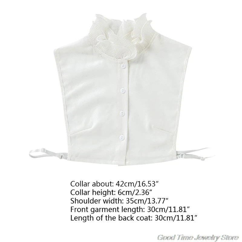 Милая двухслойная шифоновая Съемная полурубашка с воротником-стойкой и рюшами F06