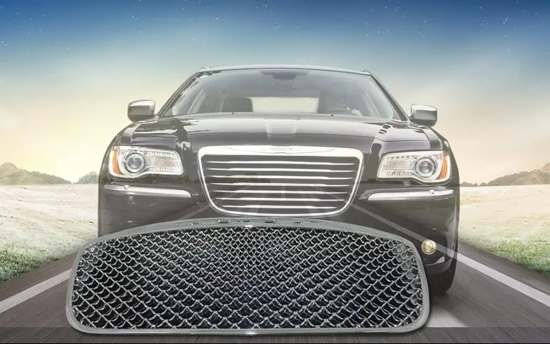 JINGHANG ABS Chrome Car Front Bumper Mesh Grille Around Trim Racing Grills For CHRYSLER 300C 2010-2015