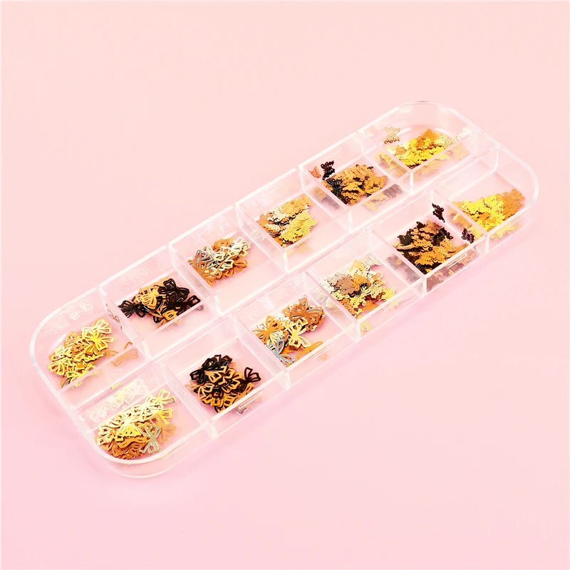 

1pc Nail Glitter Sequins 3D Butterfly Sequins Black Gold Ultra-thin Decals DIY Manicure Decoration Accessories Nail Supplies