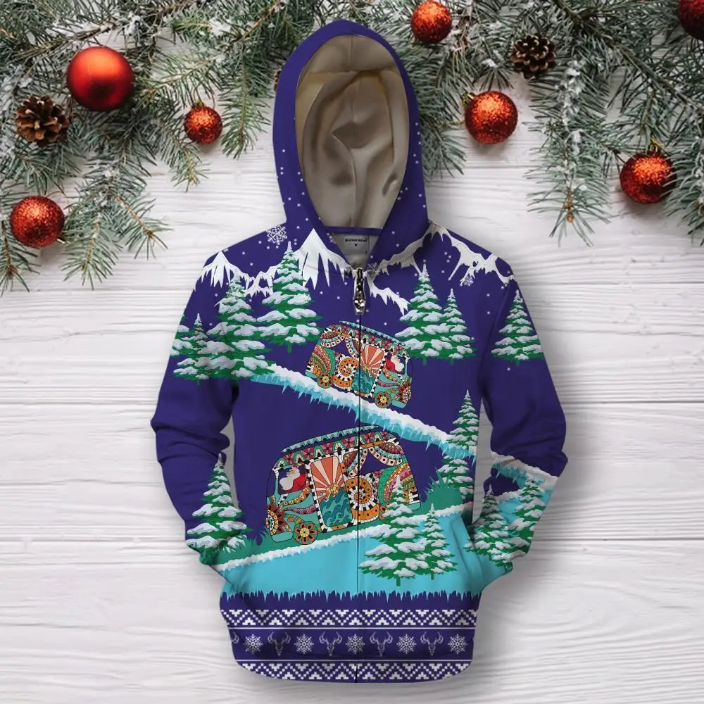 

2021 New Christmas Essential Hoodie Zipper Knit Pattern Men 3D Printing Casual Unisex Sweater Harajuku Pullover Sportswear-42