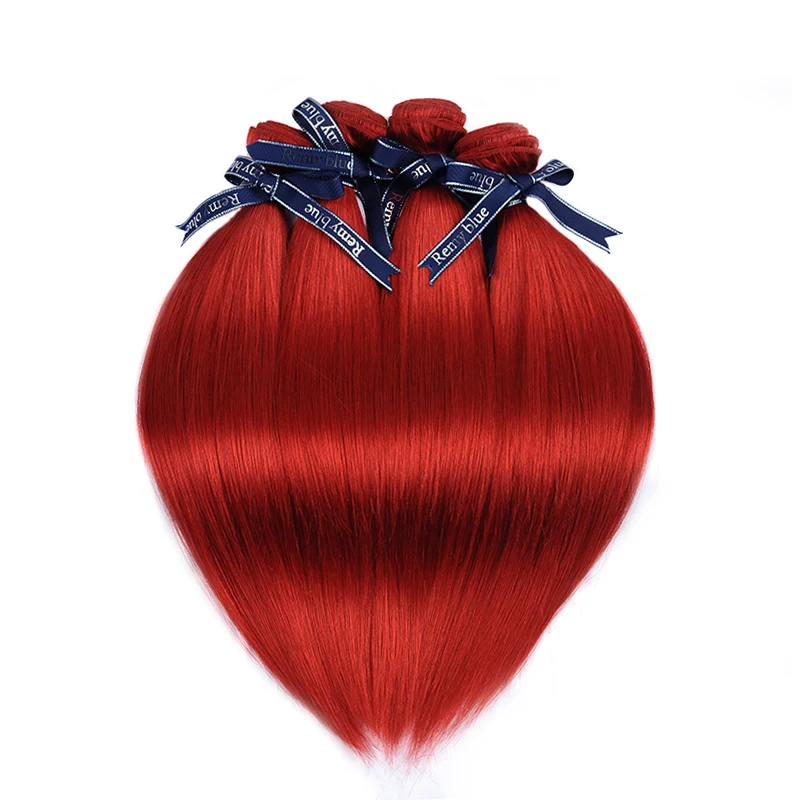 Remyblue бордовые пряди малазийские прямые волосы 4 красный цвет 99J человеческие