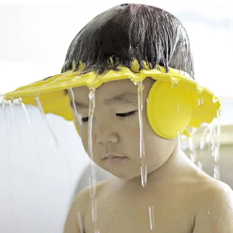 Touca de banho para crianças, banho seguro para lavagem de bebês, chapéu protetor macio para banho de crianças