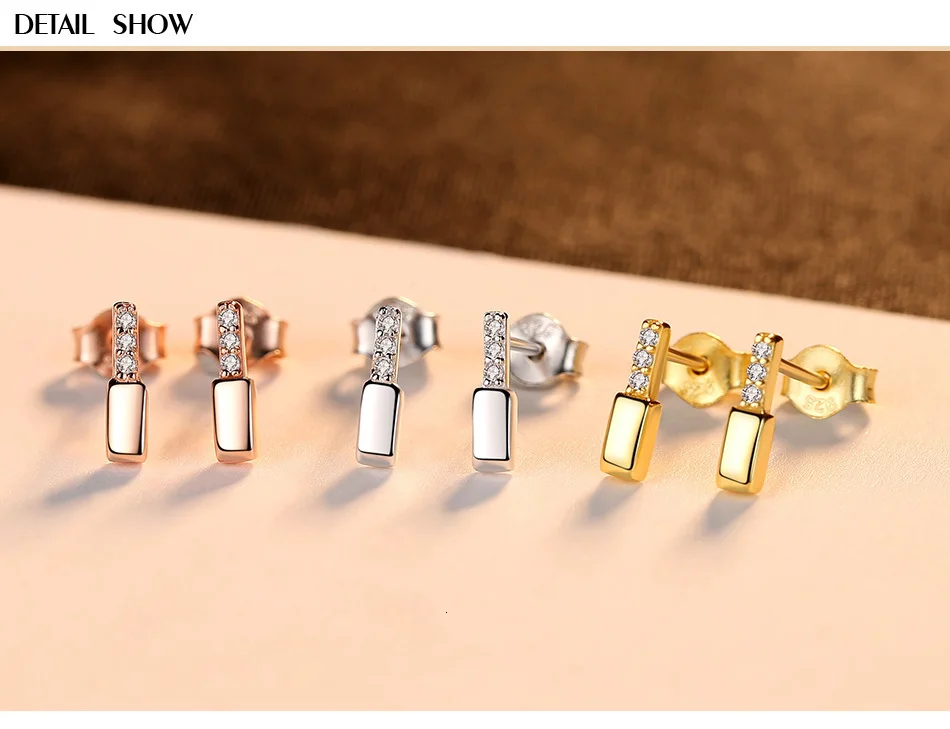 CZCITY Brand New 925 Sterling Silver Geometric Stud Earrings for Women Minimalist Party Christmas Fine Jewelry Brincos Gift