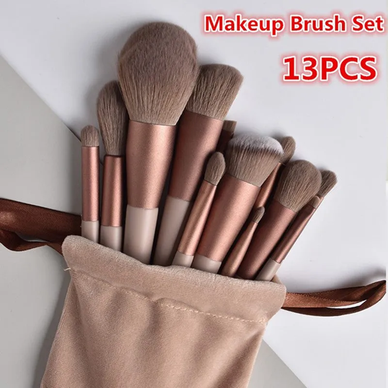 13 PCS Makeup Brush Soft Hair Set Brush Loose Powder Repairing Brush Blue Makeup Brush Lady Professional Makeup Tool