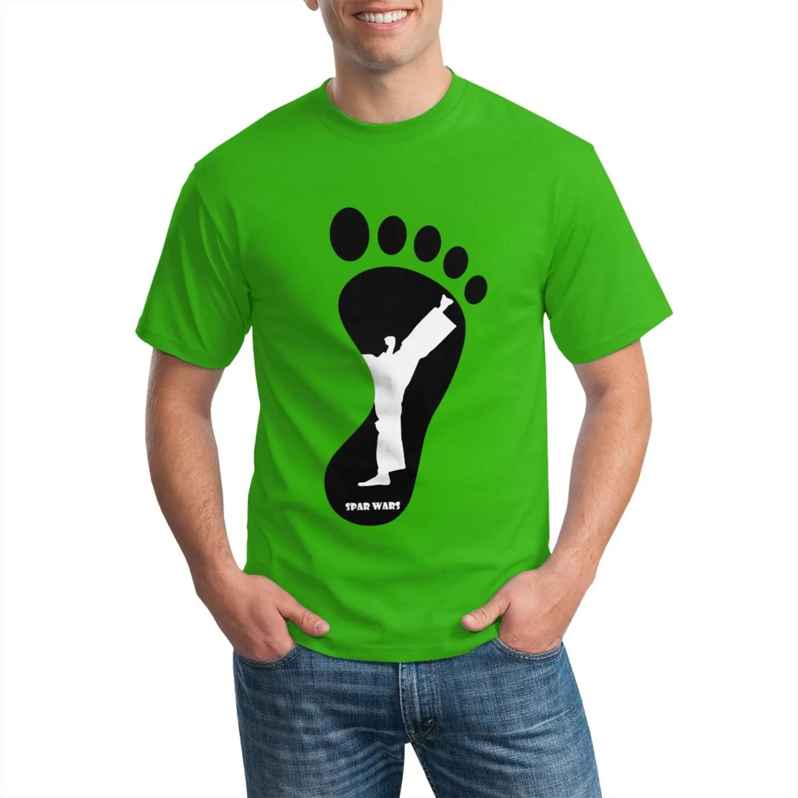 

Men's Short Sleeve Cotton Soft Breathable Mens t shirts Top kung fu footprint Pattern Casual Fashion Outdoors Camping Fishing