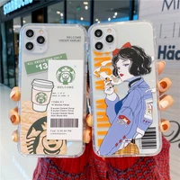 luxury cool girl clear couple soft case for iphone 11 12 pro max mini 7 8 6 6s plus xr x xs max se 2 silicone phone cover fundas