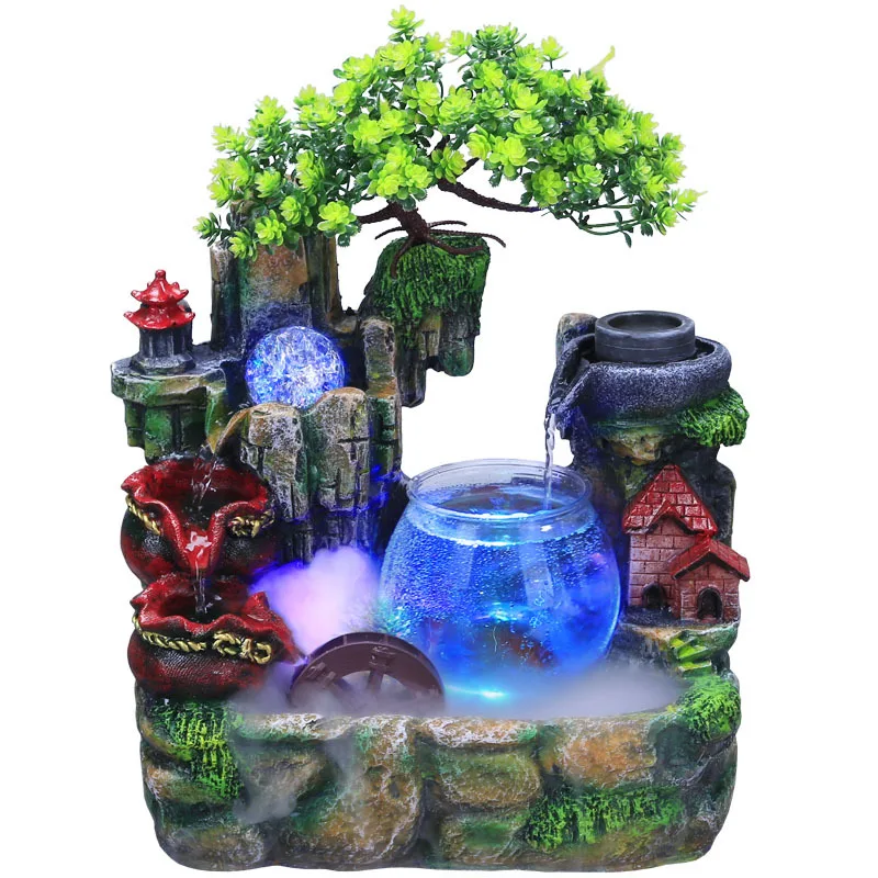 Полимерный мини аквариум для помещений фонтан водопад фэн шуй настольный водный
