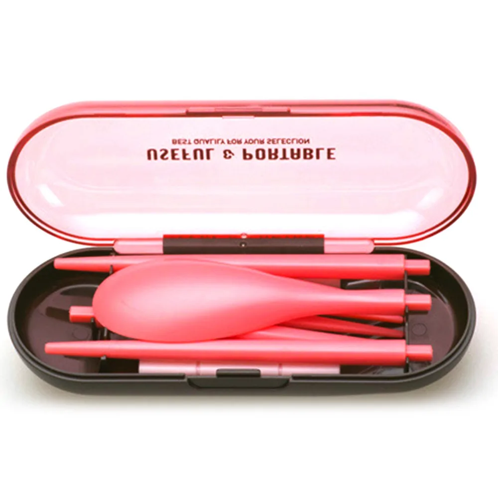 A Set ABS outdoor travel picnic portable tableware folding chopsticks spoon fork with storage box |