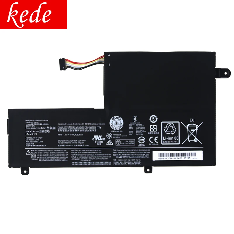 Оригинальная Аккумуляторная Батарея kede для ноутбука Lenovo Yoga 500 14ISK S41 70 75 L14M2P21