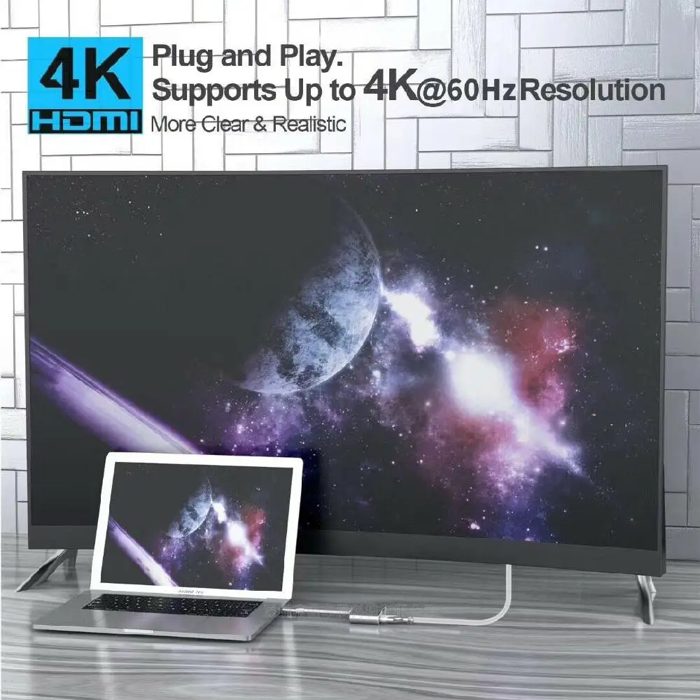 4-в-1 Аудио Видео адаптер USB Type-C к HDMI 4K конвертер с + VGA PD USB3.0 интерфейс быстрое