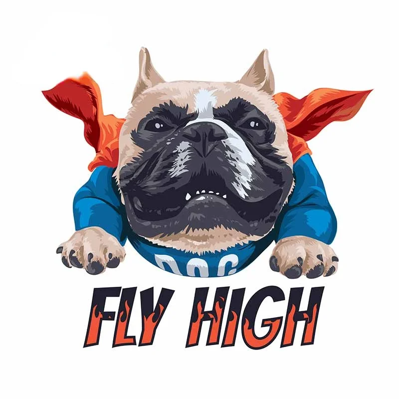

Funny Bull Dog In Cape Decal Cartoon Car Sticker for Rear Windshield Door Trunk Bumper Graphic KK13*11cm