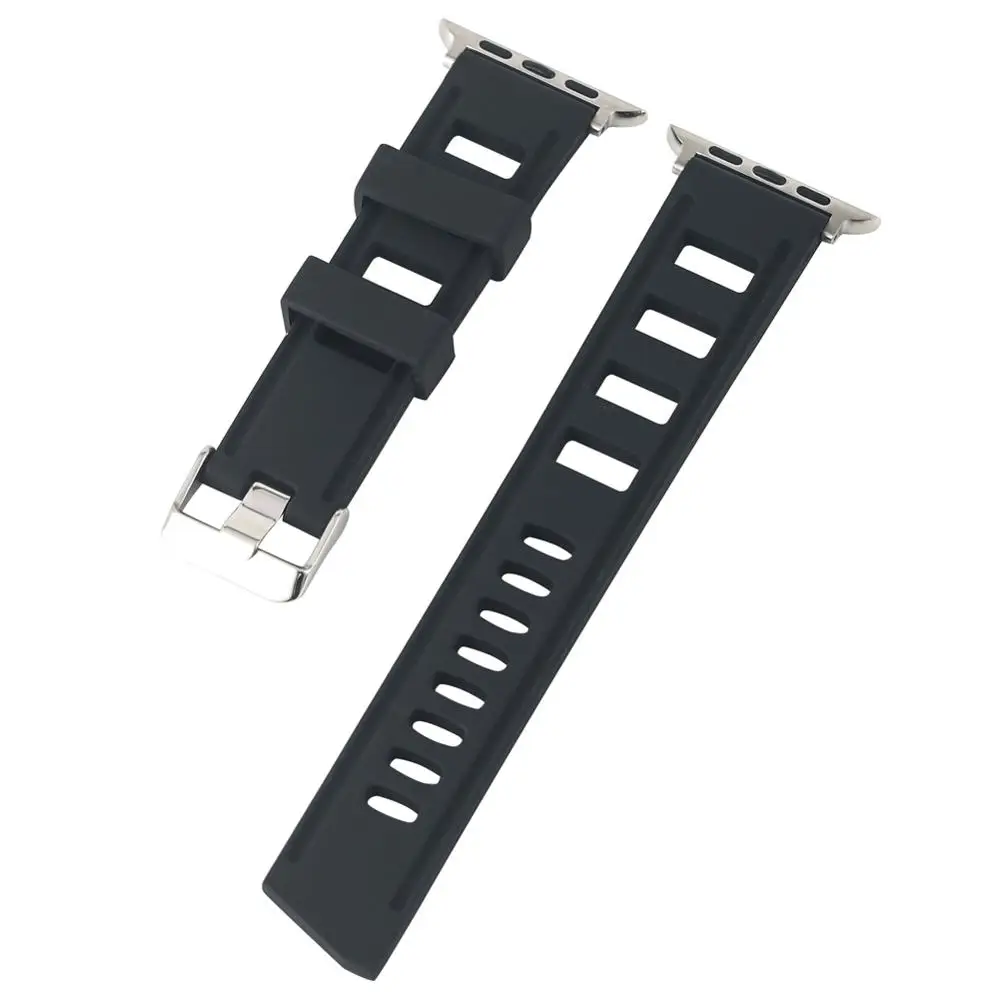 Силиконовый ремешок YISUYA для Apple Watch 38 мм 42 черный водонепроницаемый сменный часов