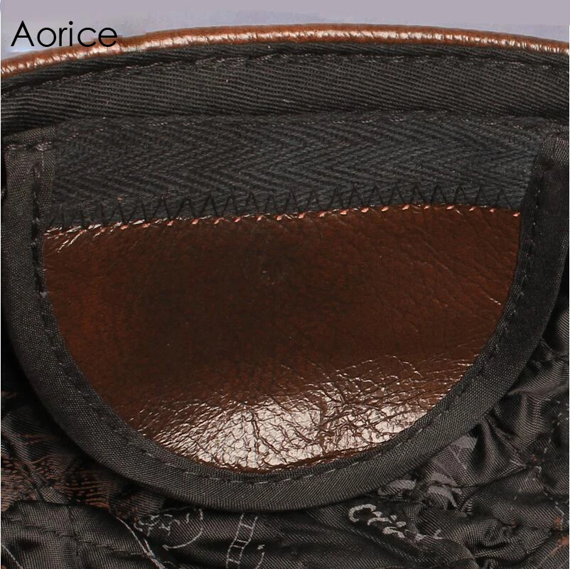 Aorice мужские шапки из натуральной воловьей кожи, Осень-зима, теплые однотонные коричневые, черные, для взрослых, регулируемые модные шапки HL064