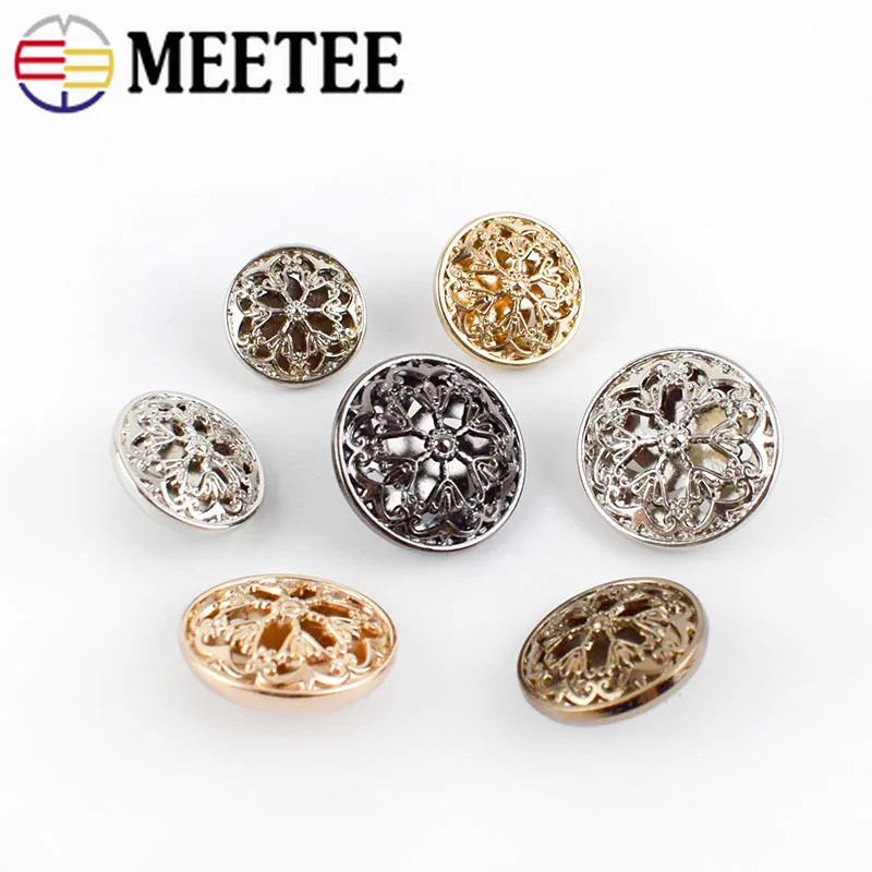 Meetee 10 шт. 18-22 мм полые цветочные Металлические Модные пуговицы DIY аксессуары для