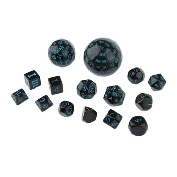15 PCS Multi Side Digital Dice Set D100 D60 D30 D24 D20 D16 D12 D10 D8 D7 D5 D4 for Role Play Casino Board Game 6