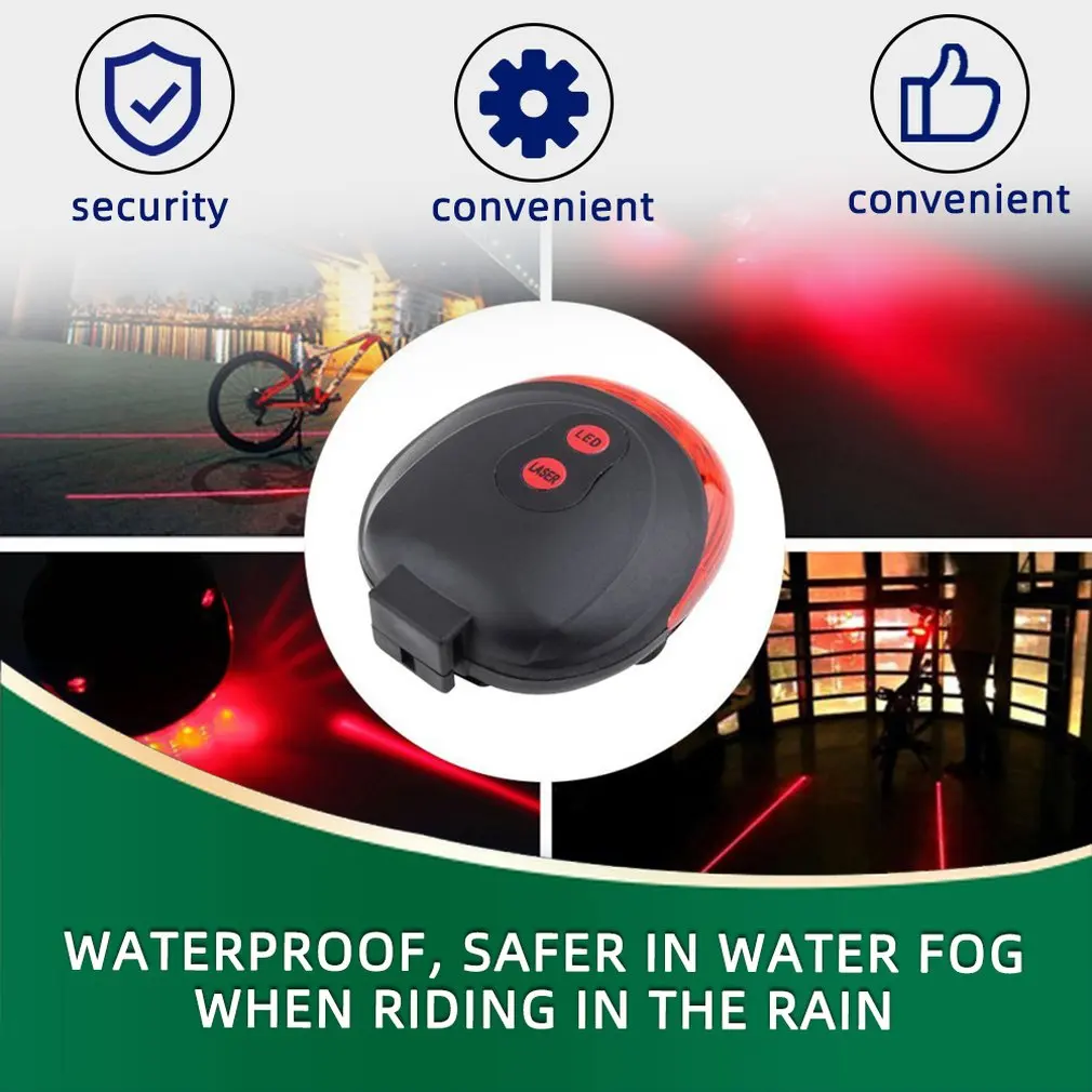 

5 LED 2 Laser Bike light 7 Flash Mode Cycling Safety Bicycle Rear Lamp Waterproof Laser Tail Warning Lamp