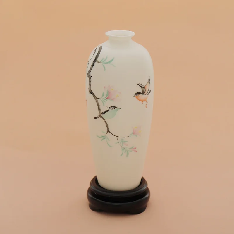 

Dehua new Chinese ceramic vase hand-painted on-glaze handicraft soft home creative ornaments gifts