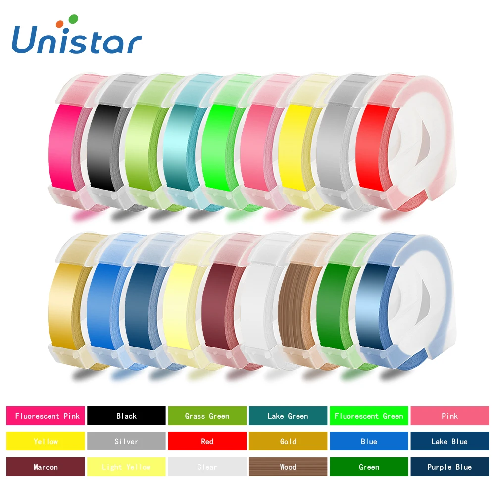 Unsitar 1 рулон 3D лента с тиснением Совместимость лентами для принтера Dymo PVC