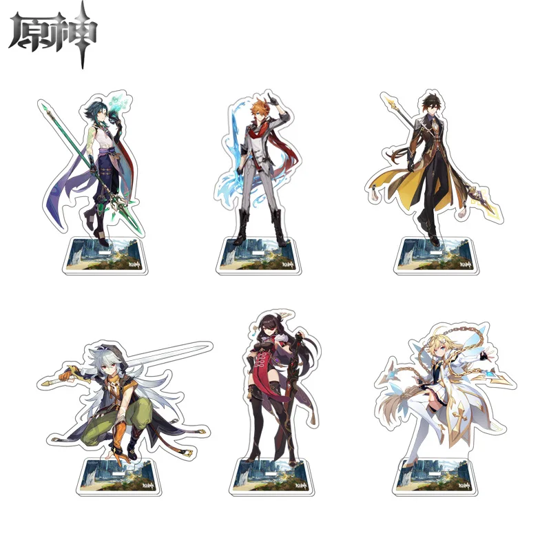 

15CM Anime Figure Genshin Impact Diluc Venti Klee Keqing Qiqi Acrylic Stand Model Plate Desk Decor Standing Sign Fans Gifts