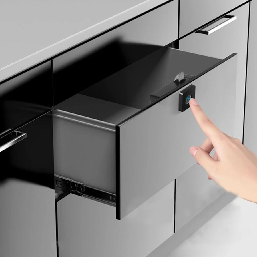 Черный скрытый ABS материал невидимый БЕСКЛЮЧЕВОЙ отпечаток пальца Умный Замок для ящика шкафа USB зарядка