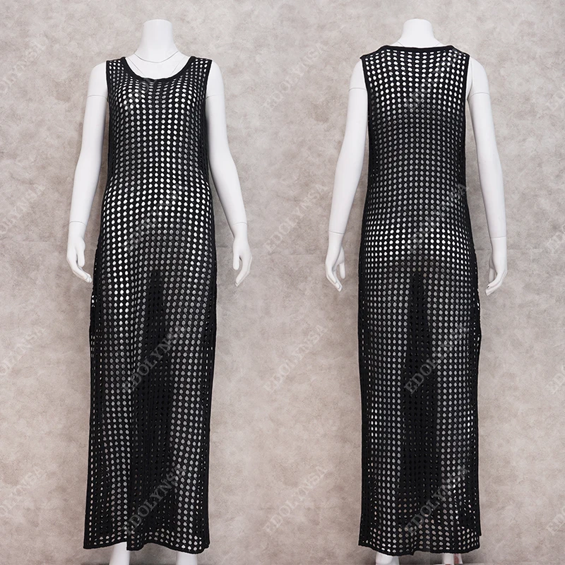 

2021 Crochet Knitted Beach Cover up dress Beach Tunic Pareos Bathing suit cover up Swim cover up Robe Plage Beachwear #Q1007