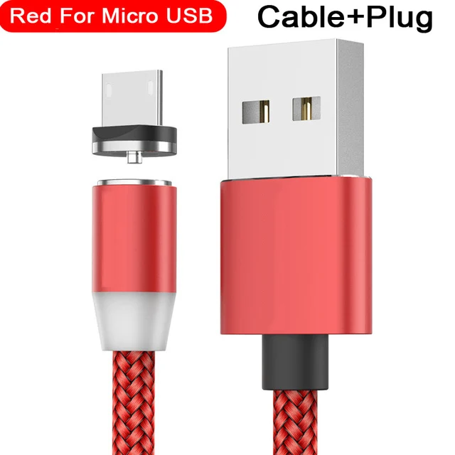 Магнитный usb-кабель для быстрой зарядки USB type C кабель магнитное зарядное устройство для зарядки данных Micro usb кабель мобильного телефона кабель USB шнур - Цвет: For Micro Red