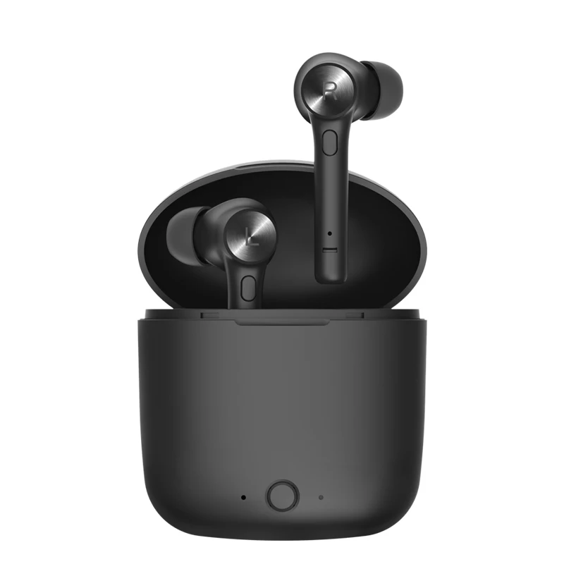 Черный TWS беспроводной Bluetooth 5,0 наушники HiFi для телефона стерео спортивные наушники гарнитура двусторонний вызов наушник с зарядным устройством - Цвет: Черный