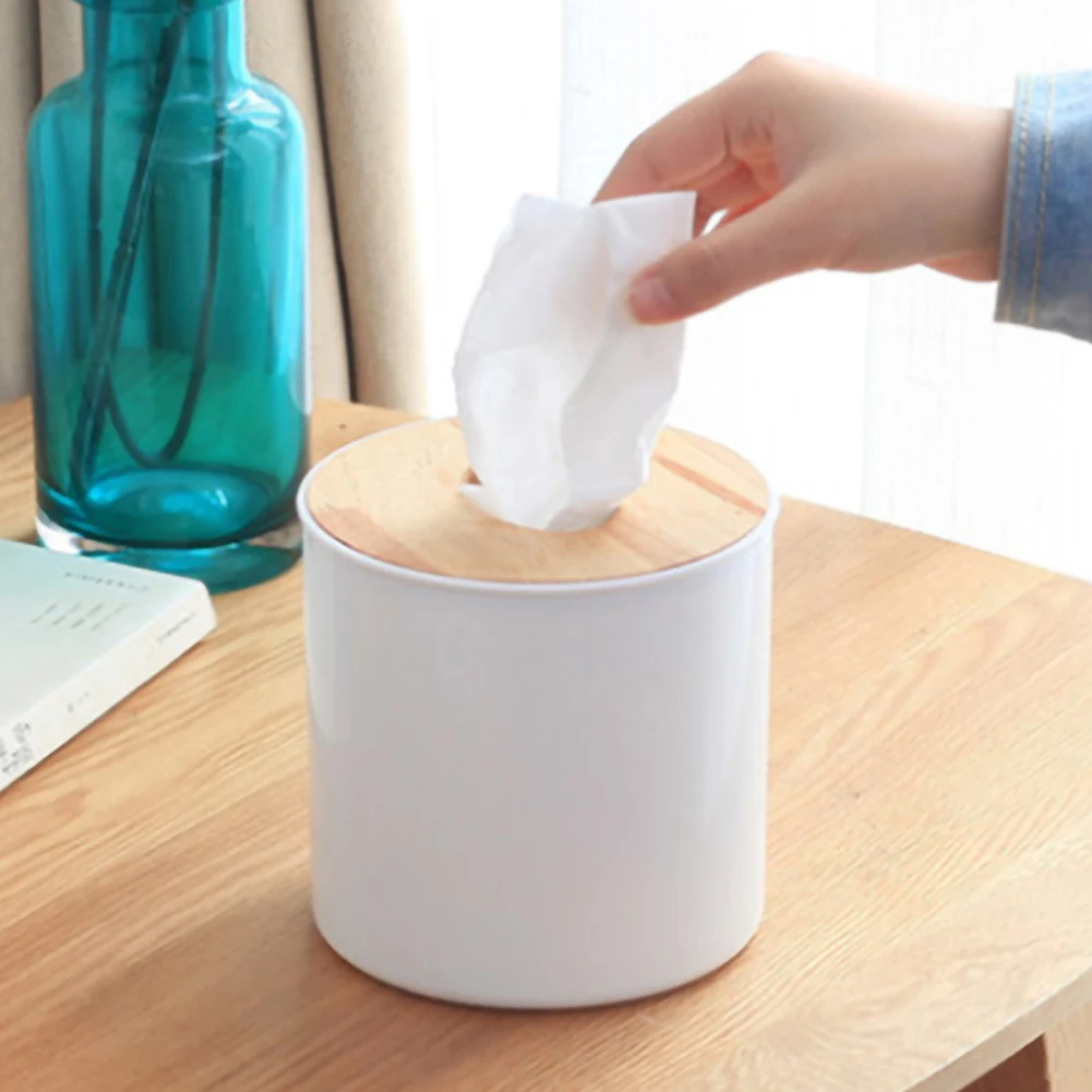 

Tissue Box Wooden Removable Roll Paper Home Car Container Napkin Holder
