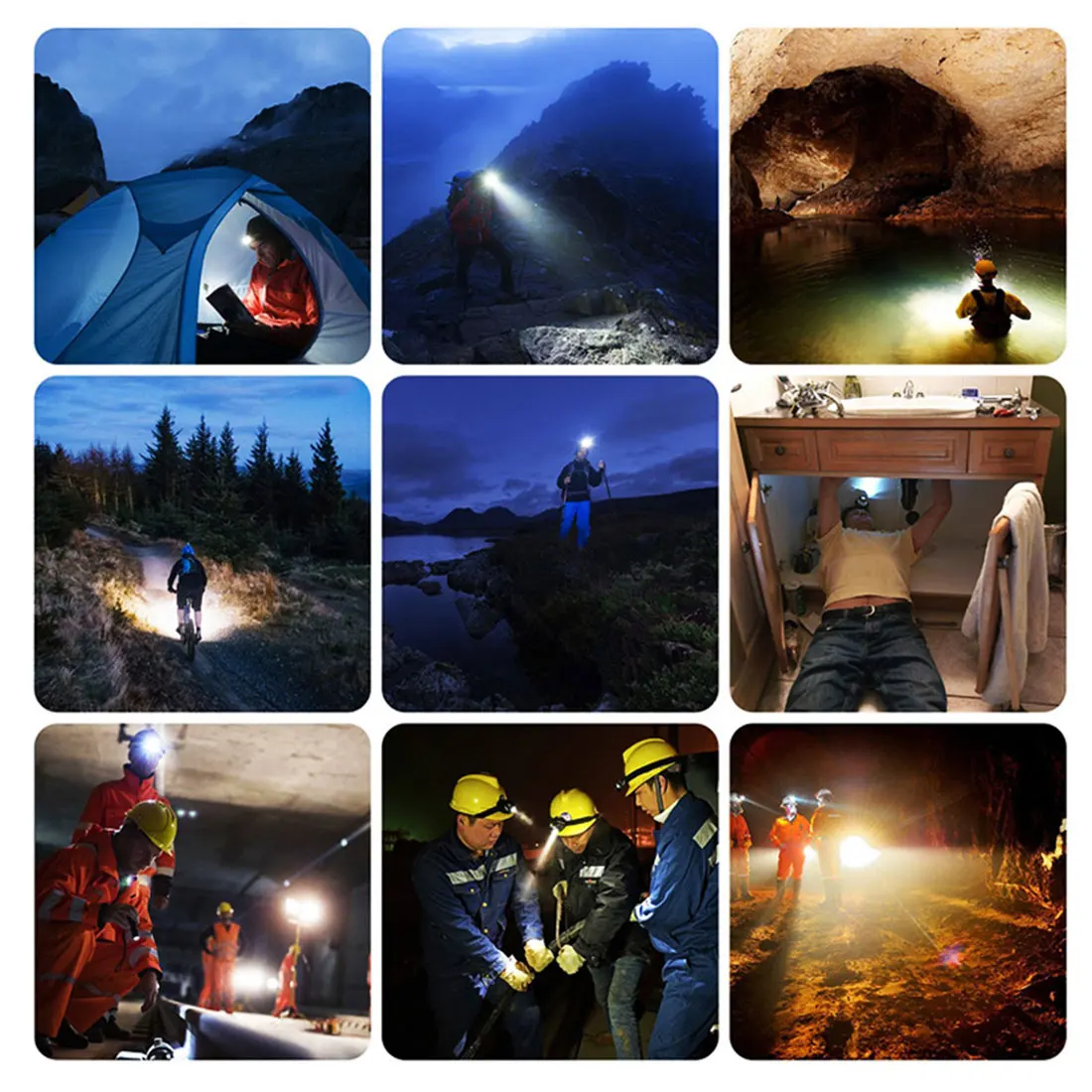 

Powerful LED Headlight Portable COB Headlamp Flashlight Built-in USB Rechargeable Battery for Camping Fishing