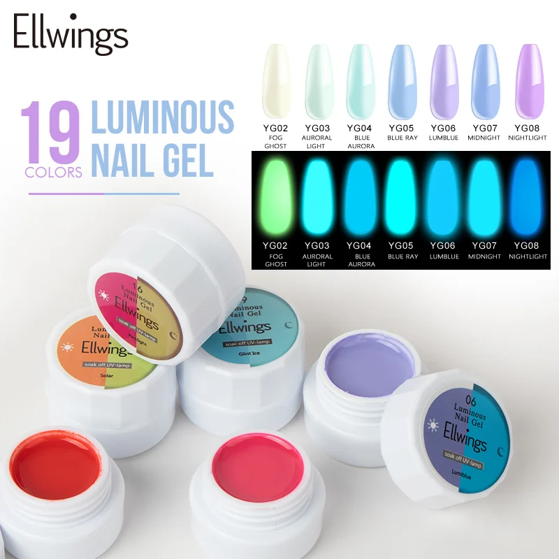 Ellwings светящийся в темноте Гель-лак для ногтей флуоресцентный Гибридный лак цвета
