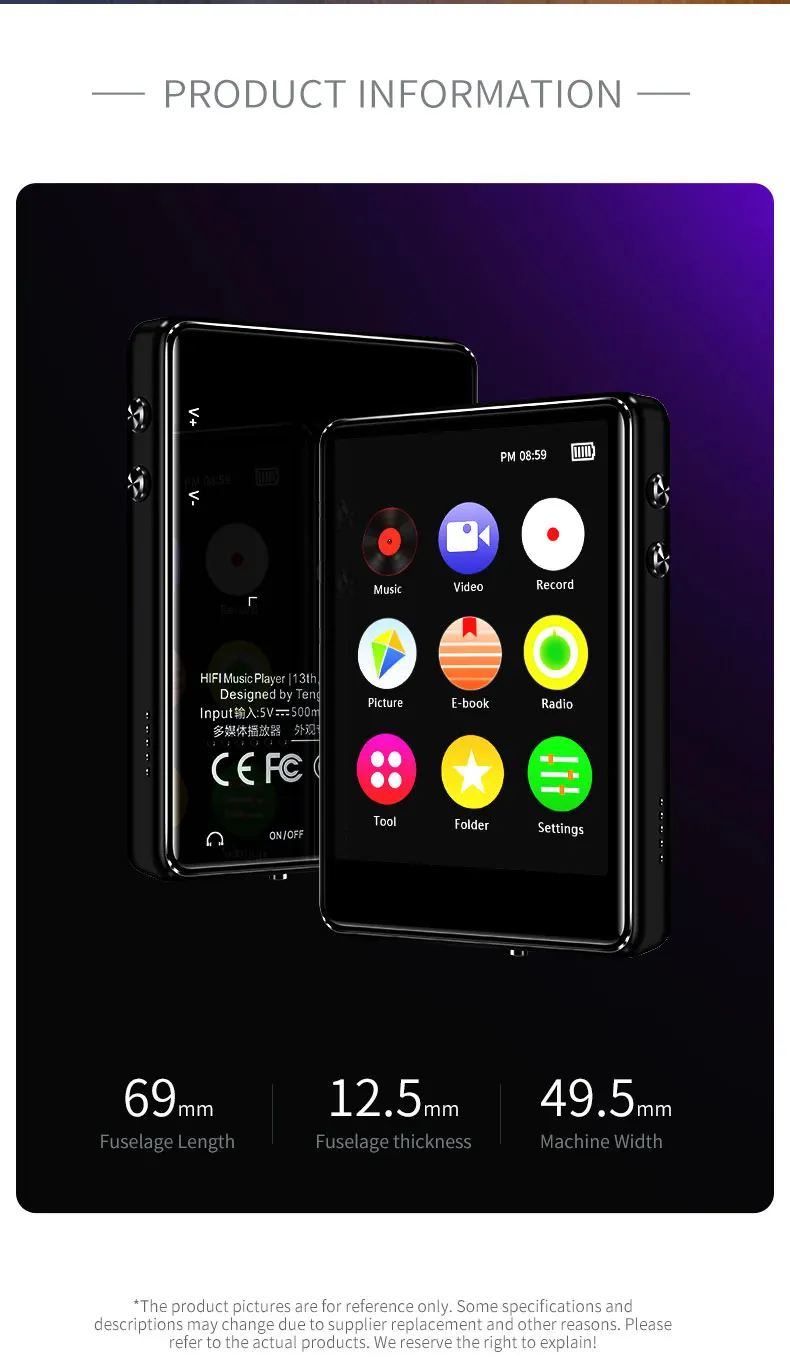 IQQ X62 Bluetooth MP3 плеер Музыкальный плеер полный сенсорный экран металлический HiFi плеер без потерь с динамиком, fm-радио, запись голоса