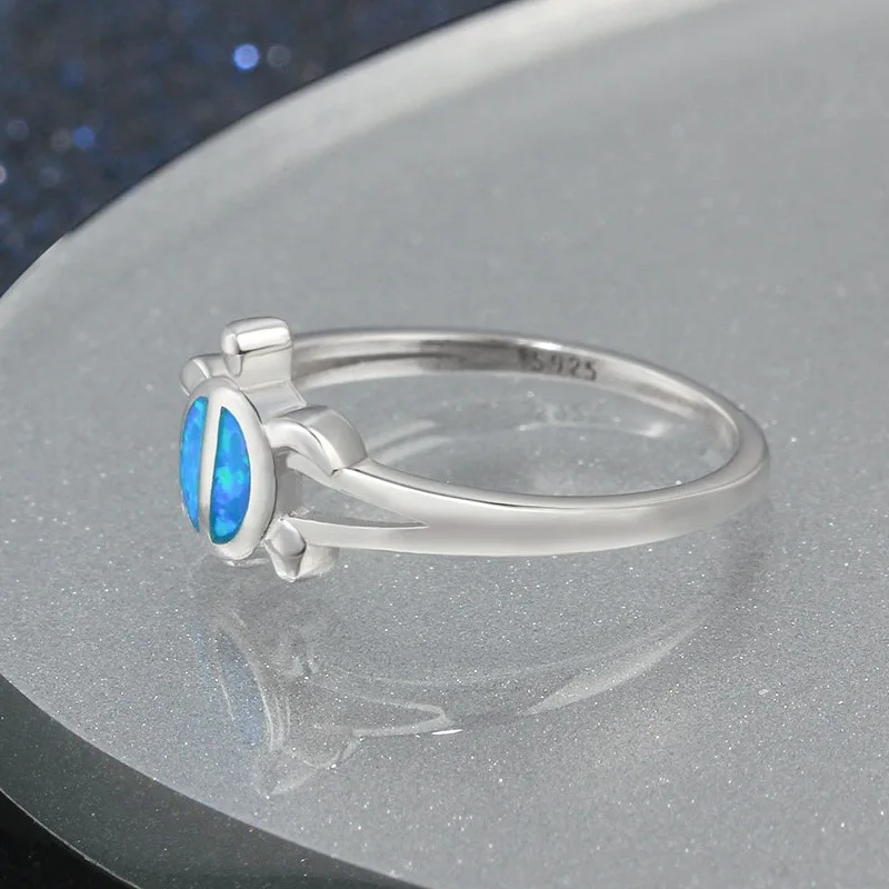 Женское кольцо на палец модный синий опал в виде черепахи|Кольца| |