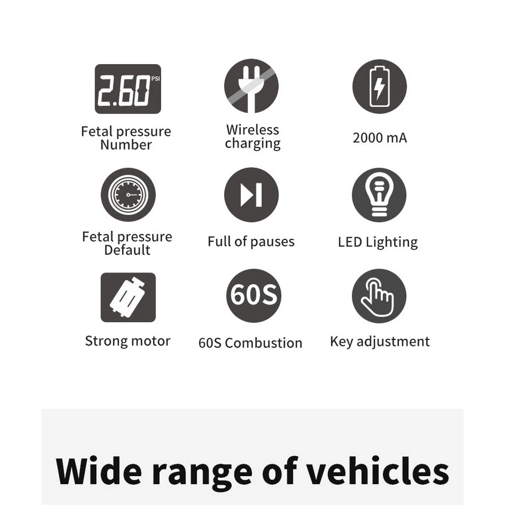 

Car Inflator Handheld Tire Inflator Pump with Light Digital Display Portable Car Wireless Inflator Pump