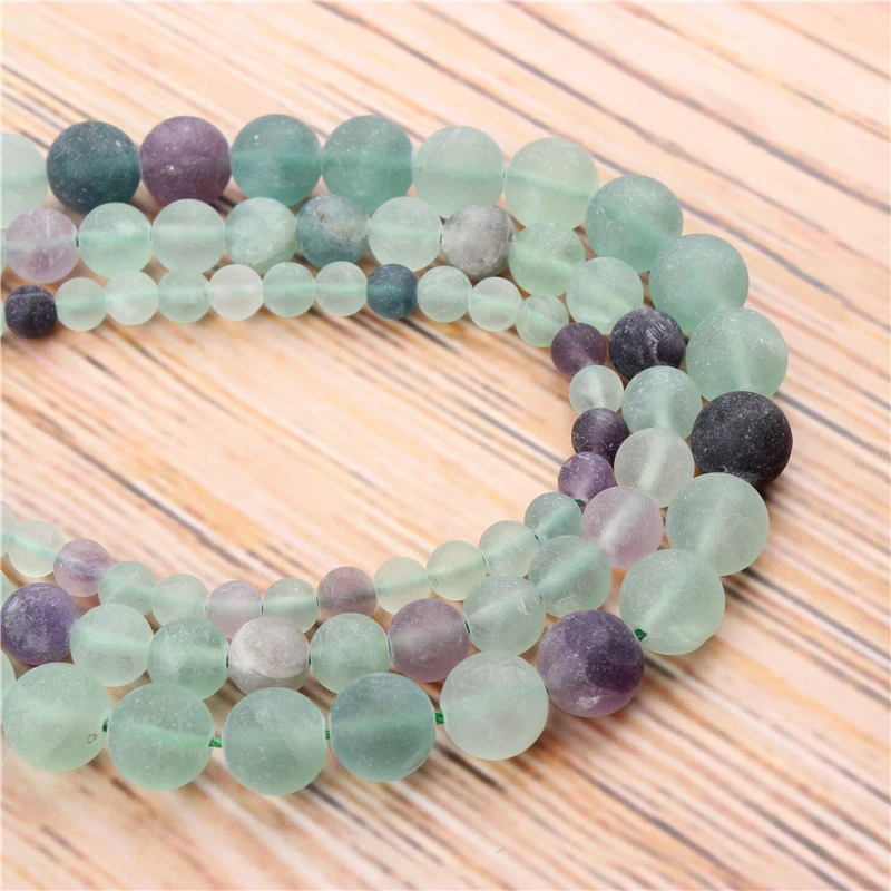 

Wholesale Frosted Fluorite 4/6/8/10 / 12mm Natural Stone Loose Beads Jewelry Bracelet Necklace Make