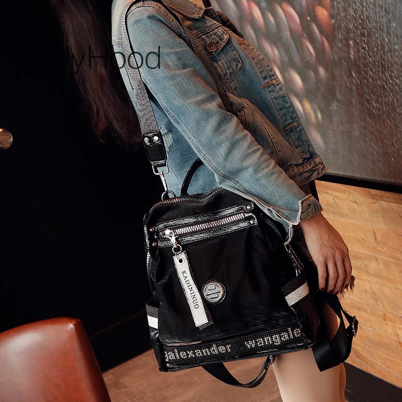 Senhora de Couro Designer à Moda Artificial Preto Mochila Feminina Adolescente Moda Qualidade Vegan Livro Escolar Couro Bolsa