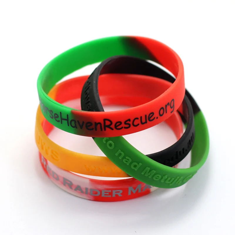 

Hot Sale High Quality Factory Price Custom Qr Code Silicone Bracelet Mixed Color Band With Logo Embossed Fast Ship