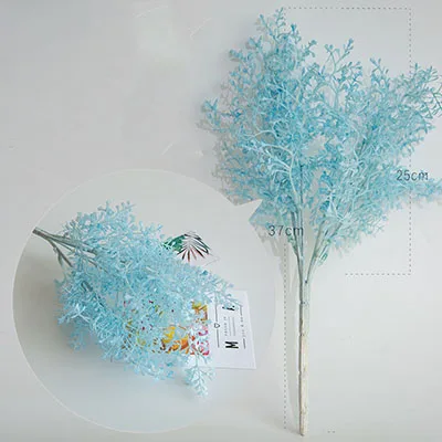 light blue B 3 шт./лот искусственный смог цветок Моделирование ветка пластик цветочный шелк разбивание травы DIY Свадебные украшения Холдинг домашний декор - Цвет: light blue B