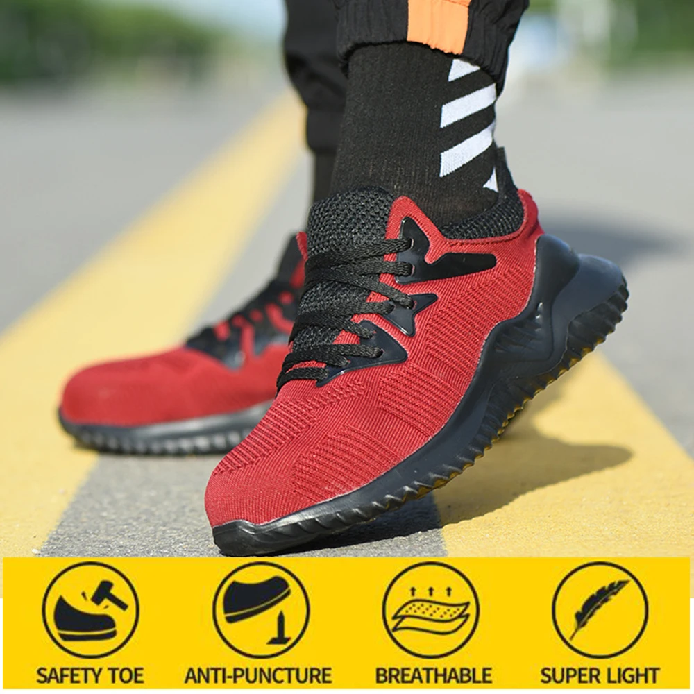 Safety Shoes Male Steel Toe Cap Anti-smashing and Anti-piercing Large Size Breathable Safety Protection Work Safety Shoes