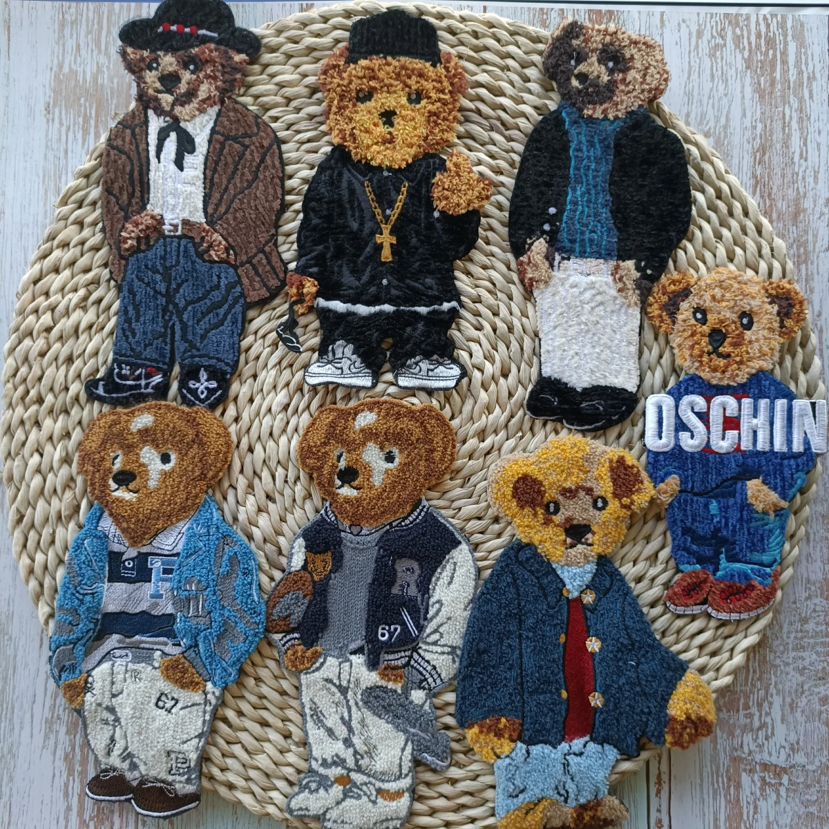 

large embroidery big stand bear animal cartoon patches for clothing 211204