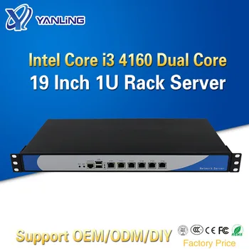 Yanling customize 6 Lan Mini Linux 1U Rackmount Server i3 4160 Cloud Computer Pfsense PC With VGA CF Card Slot For Windows 10