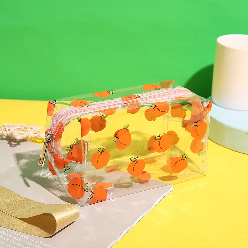 

Large-capacity Transparent Cosmetic Bag PVC Travel Makeup Bag Cute Flower Fruit Water Protection Toiletry Bag Dropshipping